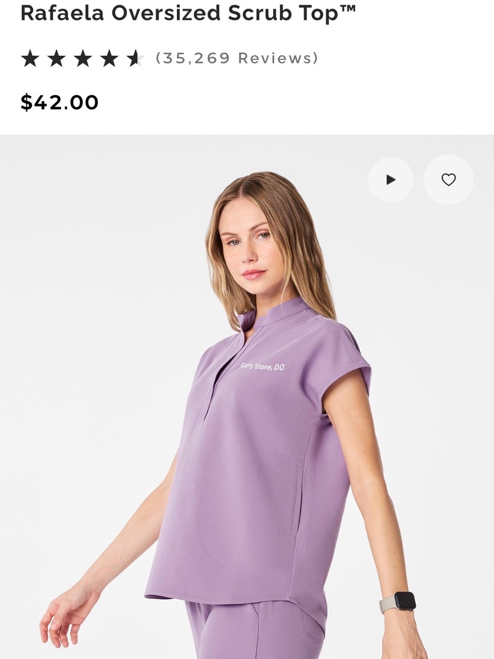 Figs Rafaella Oversized Scrub Top - Lavender Dew